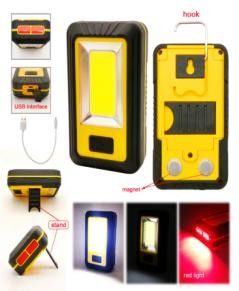 ABS Plastic COB LED Rechargeable Work Light 4 Pcs RED LED In Head And 1pc COB In Body