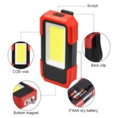 COB Handheld LED Work Light With Back Clip ABS 11.3x6.2x3.8cm 3W 200lm 3AAA