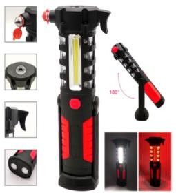 Functional Rechargeable Cob Waterproof Portable LED Work Light With Emergency Hammer Belt Cutter