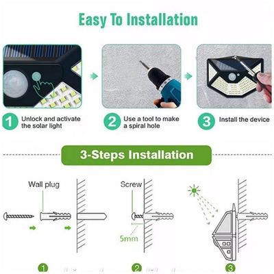 Outdoor Solar Powered LED Light 100LED ABS 1200Mah Lithium 18650 Solar Powered Led Garden Lights