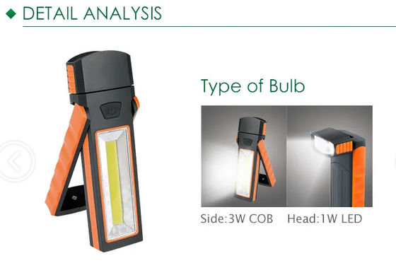 COB Portable Magnetic Work Light Battery Operated With 1W LED On Head Magnetic Inspection Repair Emergency