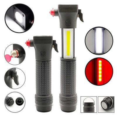 7.6X4.1X16.5 (23.3)CM LED COB Work Light Emergency Hammer Belt Cutter Red Warning