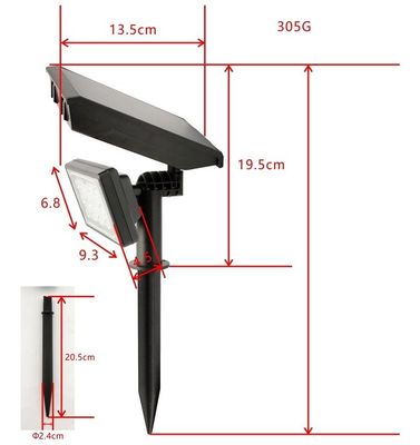 12LED Solar Powered LED Light ABS 1500mah 18650 Lithium Battery 21.5x13.5x8.5cm