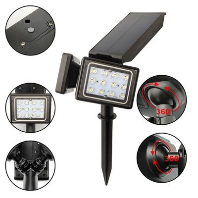 24.5x15x14cm solar powered garden lED lights Double Heads 24LED ABS 2000mah 18650 Lithium Battery