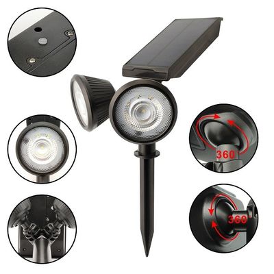 16LED ABS Solar Powered Garden LED Lights Double Heads 2000mah 18650 Lithium Battery 25x14x16.5cm