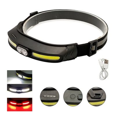 High Power cOB headlight Rechargeable 3W 2pcs XPE LED COB-XPE-COB Red-XPE Flash-COB Red SOS