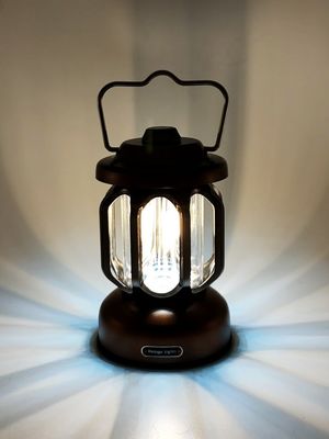 Outdoor Retro 2 In 1 LED Camping Lantern Portable Garden ABS Metal Handle