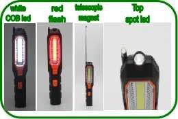 6X2.8X21.7cm Portable LED Work Lights 1W White LED 80 Lumens 3W COB LED Spot Lights Super Functional