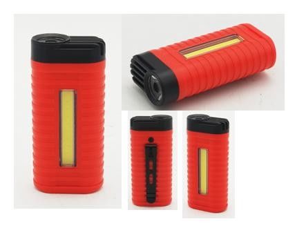 Mini Handheld LED Work Light 4.4x9.5x2.4cm 1W LED On Head 3W COB On Body 45g 3AAA ABS
