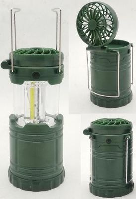Mini COB Pop Up LED Lantern With Fan 9x8.5x14.5(20.5) Cm 3X1W COB 300 Lumens Pull Up Or Down