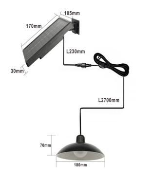 Classic Solar Hanging Light 1 light light φ18x7cm solar panel 17x10.5x3cm ABS Black 29pcs SMD 2835