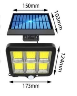 6 COB Solar Flood Light ABS PS 1200mAh Lithium 18650 Battery 520g