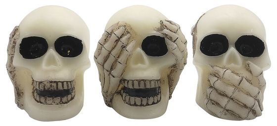 White Wax Skull LED Light With Freehand Sketch 7.5*10.5*10cm 8.5*10.5*10cm 7*10.5*10cm
