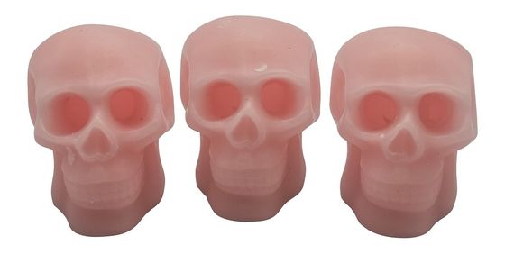 1 On-Off Wax Skull LED Light 3pk Pink  7*8.7*8.21cm CR2032 Button Cell Battery