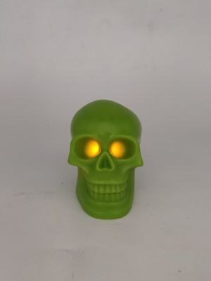 3pk-Green Wax Plastic Skull LED Light 8*11*10cm CR2032 Button Cell Battery