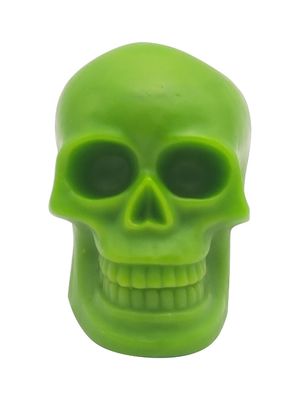3pk-Green Wax Plastic Skull LED Light 8*11*10cm CR2032 Button Cell Battery