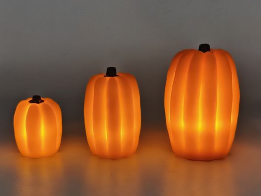 Wax Pumpkin LED Light 3pk With Freehand Sketch 10*10*15cm 8*8*12cm 6.5*6.5*7.5cm