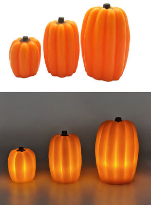 Wax Pumpkin LED Light 3pk With Freehand Sketch 10*10*15cm 8*8*12cm 6.5*6.5*7.5cm