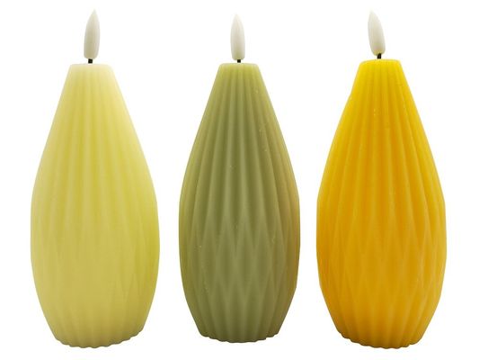 1CR2032 Battery Colorful Wax Lantern Candle Flat LED Light 6.8*6.8*14.9(17.9)Cm