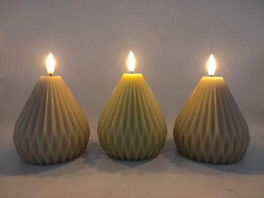 Halloween Christmas Wax Lantern Candle Round LED Light 3pk 9.3*9.3*10.4(13.4)Cm 1CR2032