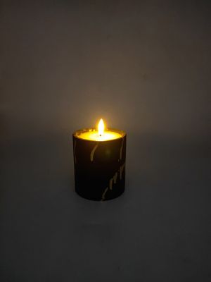 Cement LED Candle Light 8.9*8.9*10(12.7)Cm 510g With Black Golden Dropping Painting