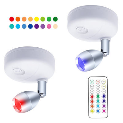RGB Remote Spotlight With Adjustable Angle 1*RGB5050 0.5W ABS White Silver 76*73mm