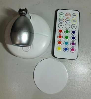 RGB Remote Spotlight With Adjustable Angle 1*RGB5050 0.5W ABS White Silver 76*73mm