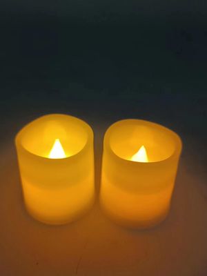 Blazing LEDz 2PK LED White Votive Candle Yellow Flickering Flame CR2032 Battery Included