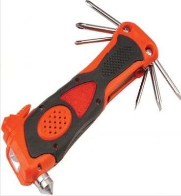 7 In 1 Multifunction Auto Tool Tire Pressure Gauge Warning Light Siren Hammer Safe Belt Knife Flashlight Screwdriver