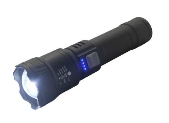 High Bright Rechargeable Plastic Torch Used As Powerbank LED 230 Lumens Max.